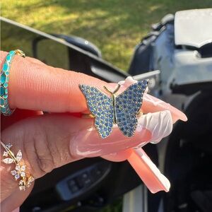 Blue Butterfly Paved Ring